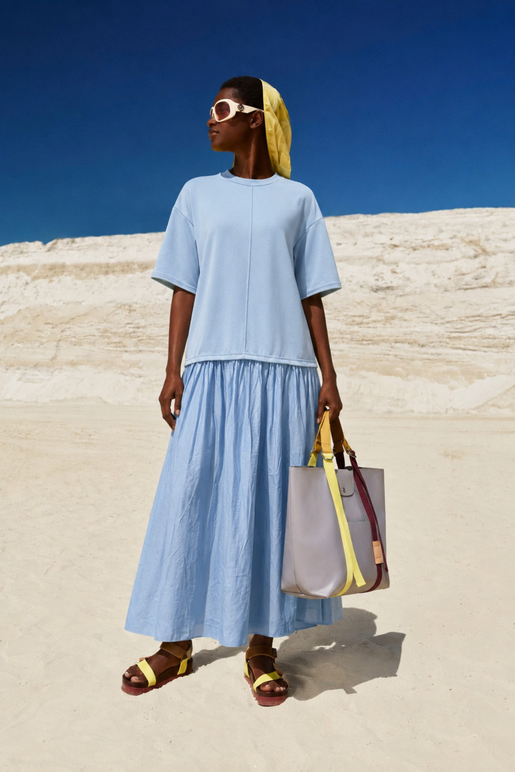 ROBE FLUIDE BI-MATIÈRE OVERSIZE