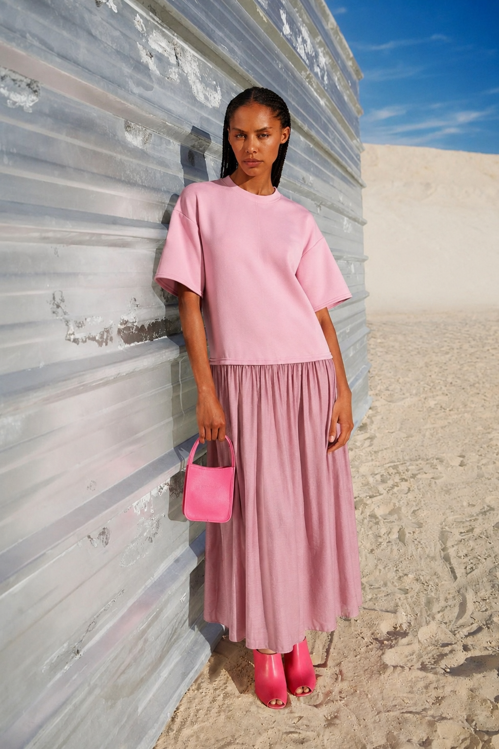ROBE FLUIDE BI-MATIÈRE OVERSIZE